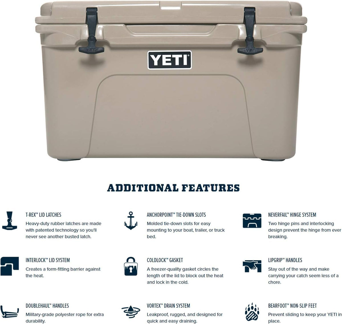 YETI Tundra 45 Cooler, Navy/Rescue Red