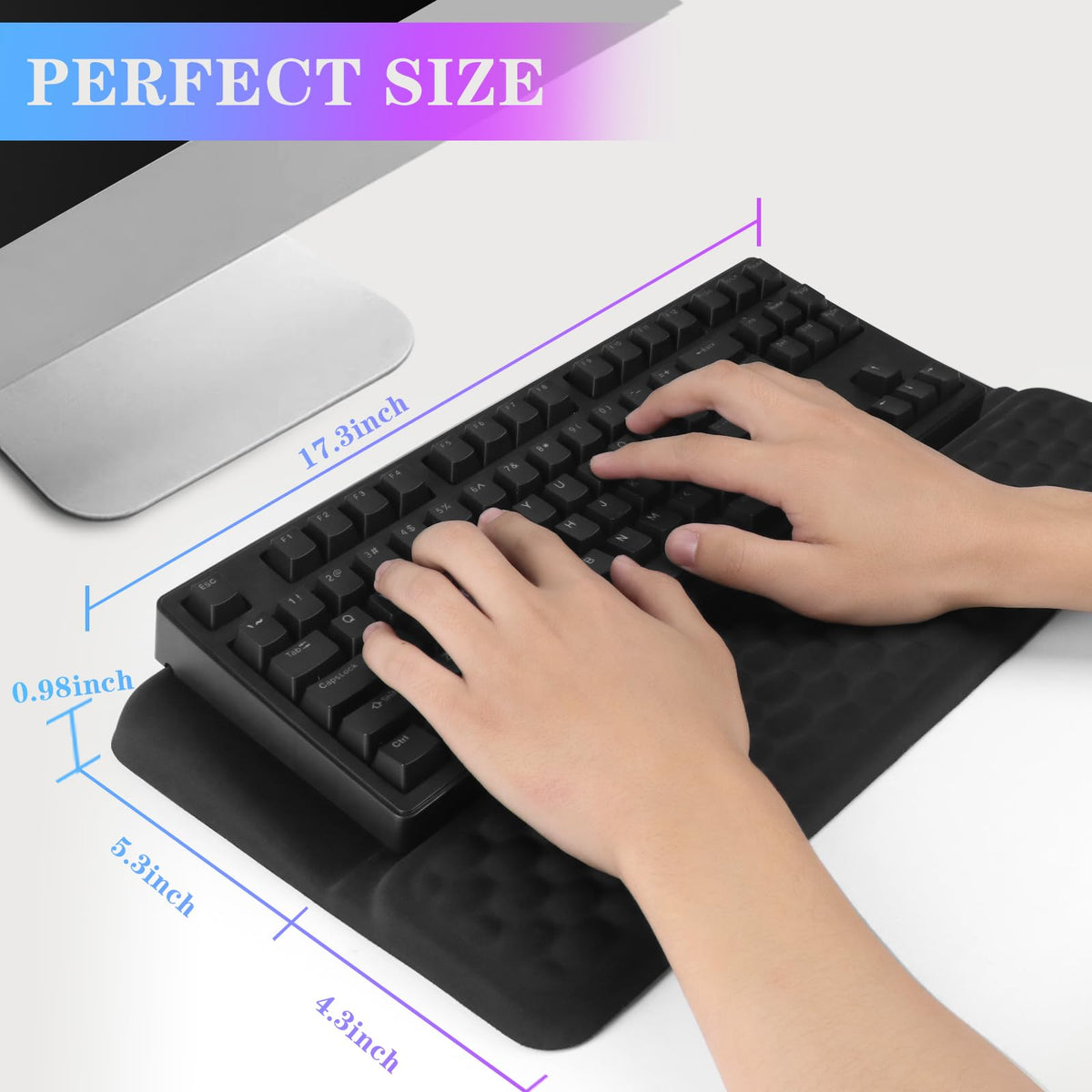 Computer Keyboard Stand with Wrist Rest, Ergonomic Tilted Keyboard Holder - Keyboard Riser with Wrist Pad - Keyboard Tray Support for Office Home - Black