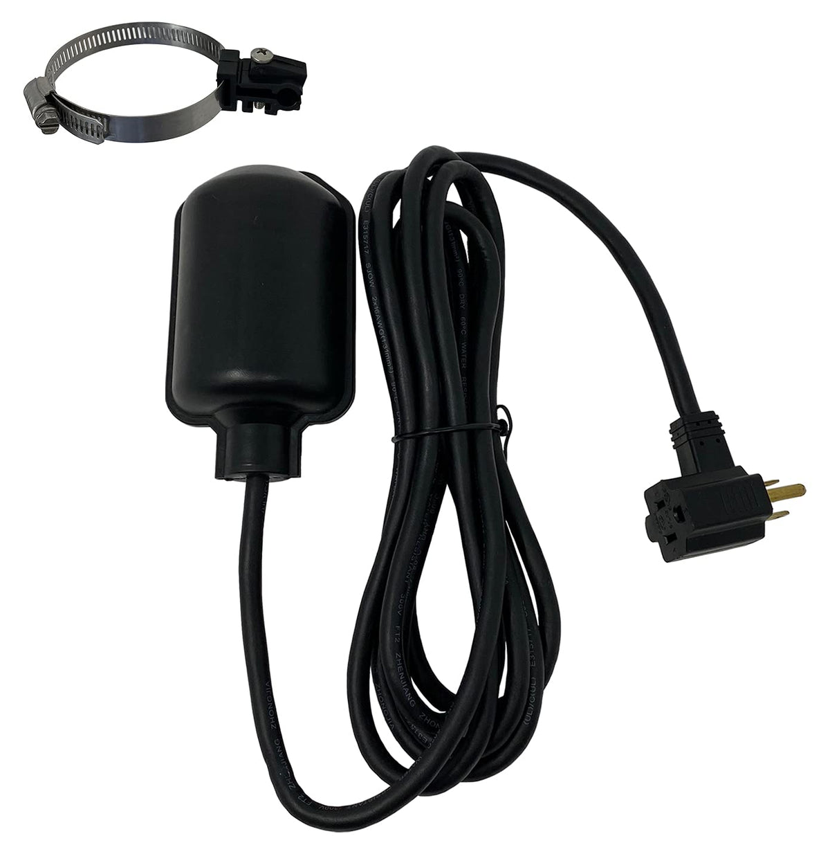 PumpSpy Sump Pump Tethered Float Switch, Universal Float Switch Replacement with Piggyback Plug for Sewage and Sump Pump, Superior Backup Float Switch with Reliable Water Level Sensor - 20 foot cord