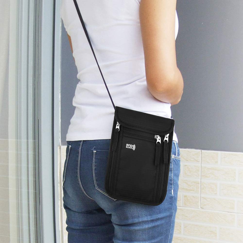 KEAFOLS Travel Pouch Neck Wallet Family Passport Holder Organizer Case with RFID Blocking