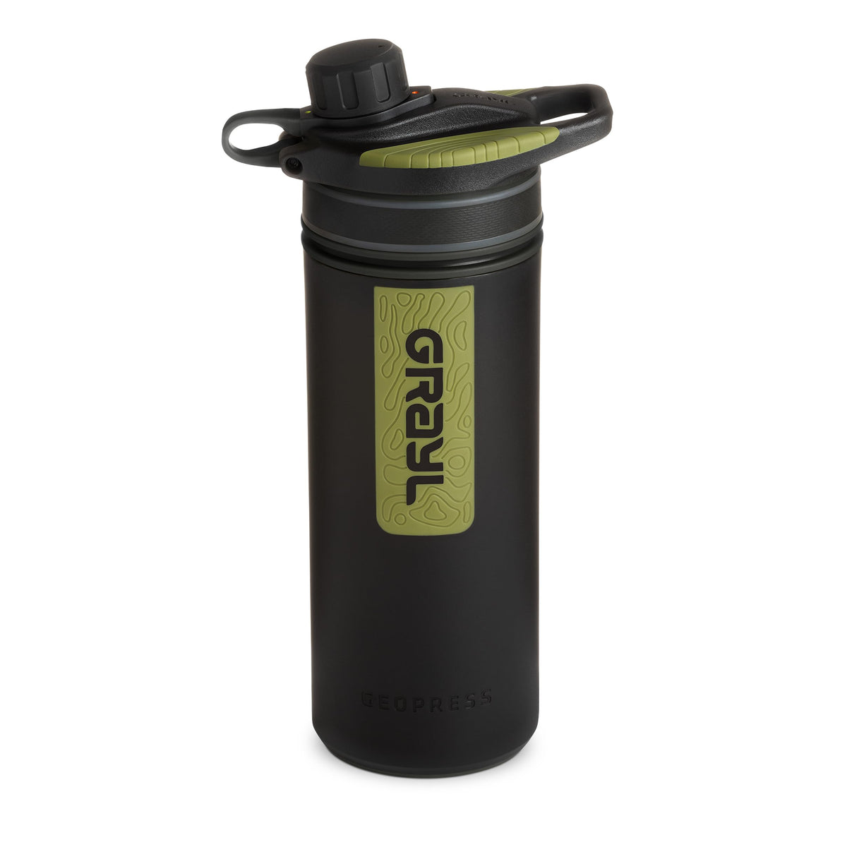 GRAYL GeoPress 24 oz Water Purifier Bottle - Filter for Hiking, Camping, Survival, Travel (Black Camo)