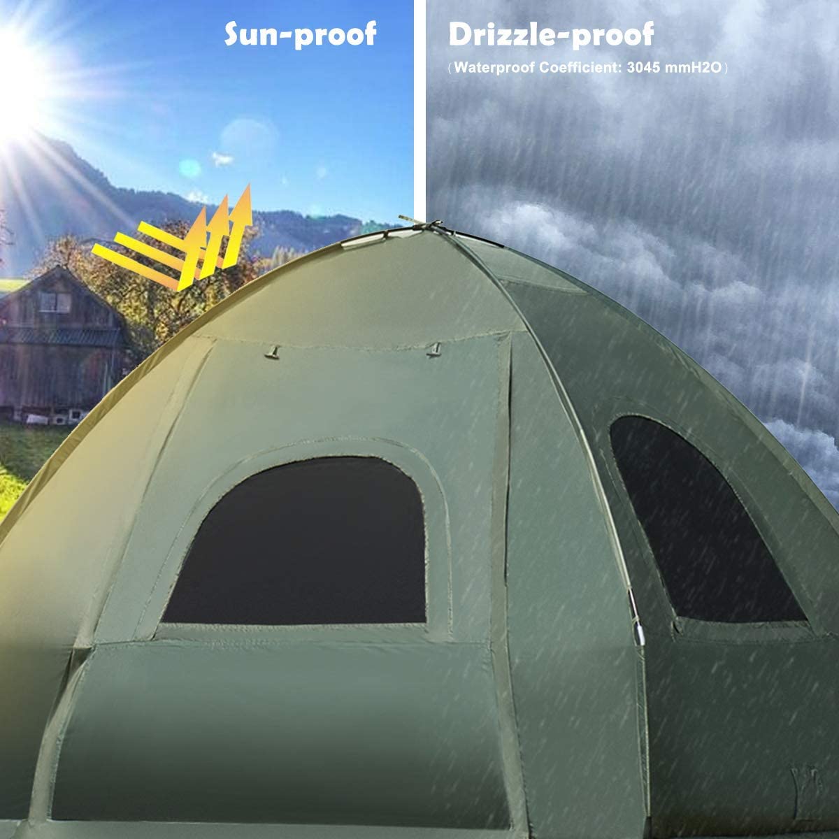 LUARANE Double Tent Bed, Outdoor Folding Tent Set with Air Mattress & Sleeping Bag, 2 Person Waterproof Raised Camping Tent Bed with Carry Bag, Suitable for Hiking, Camping, Picnics