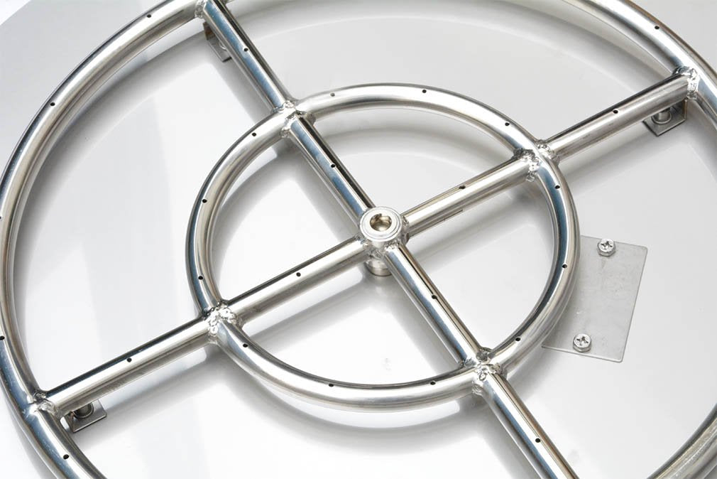 Stanbroil Stainless Steel 30" Round Flat Fire Pit Pan w/24 Fire Burner Ring Installed, BTU 296,000 Max