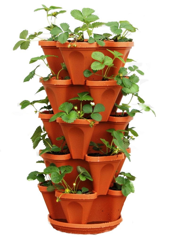 5 Tier Stackable Strawberry, Herb, Flower, and Vegetable Planter - Vertical Garden Indoor/Outdoor
