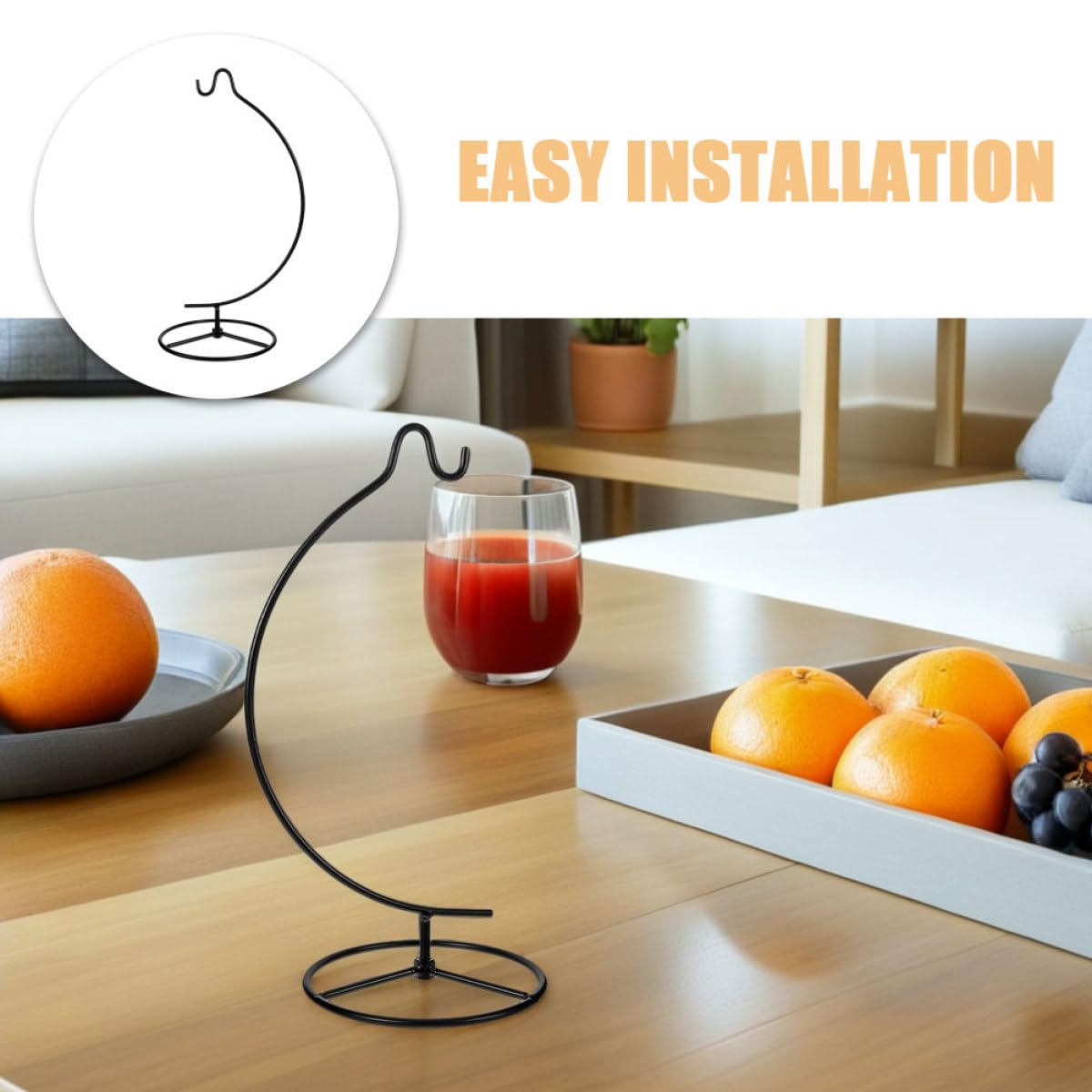 DOITOOL 2pcs Moon-shaped Iron Hook Rack Air Plant Holder Hanging Display Stand for Glass Terrarium Ornament Holder Indoor Home Décor with Hooks