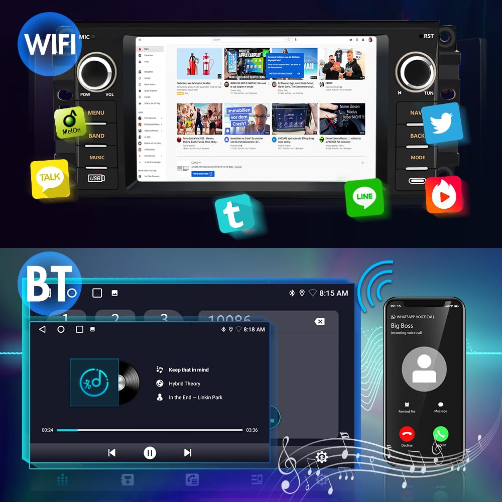 Car Stereo for Jeep Wrangler JK Compass Patriot/Chrysler/Dodge RAM Charger [2GB+32GB], 7 inch Touch Screen Android 13 Radio with Wireless CarPlay Andriod Auto with Reverse Camera