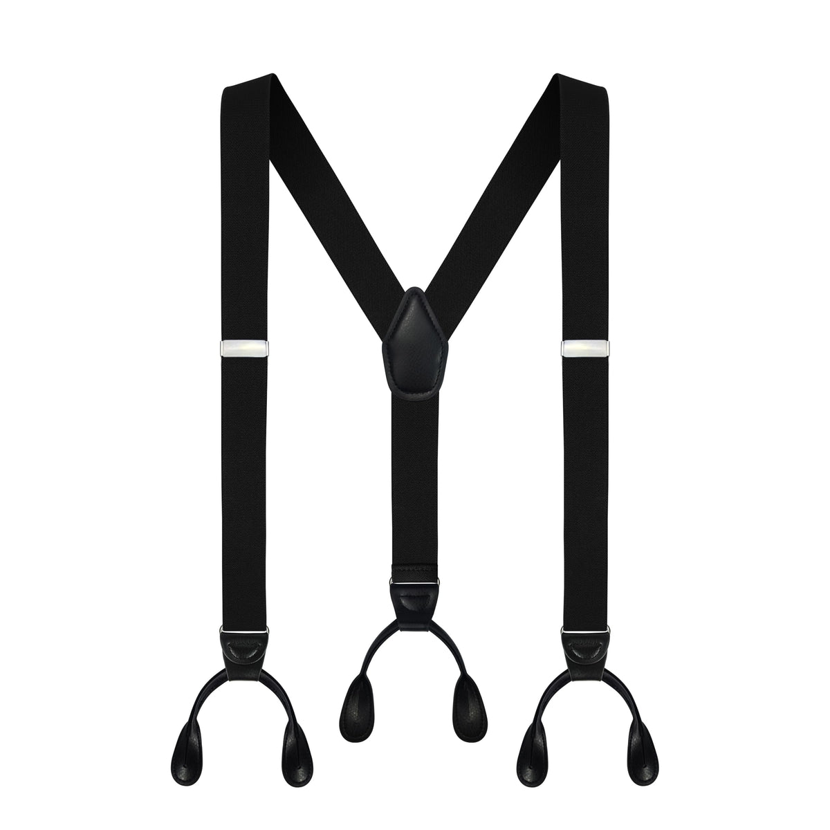 Moulen Men's Y-Back 1.4 Inches Wide Button End Elastic Adjustable Suspenders, Black