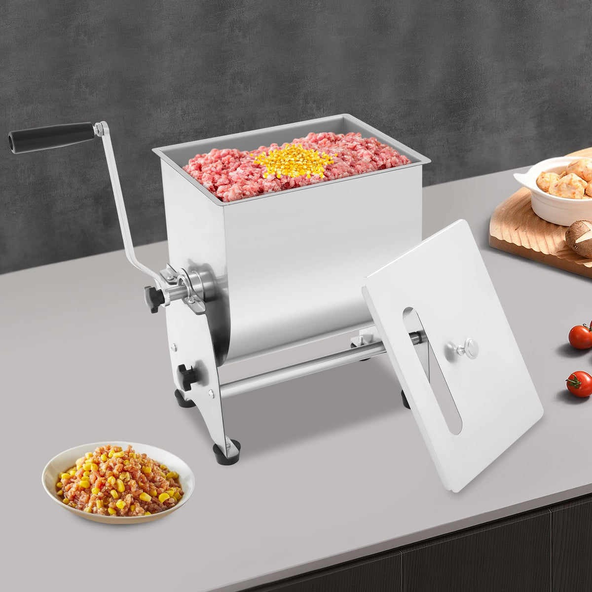 Manual Meat Mixer,22 Pound Capacity Tilt Tank Commercial Meat Mixer,Stainless Steel Sausage Mixer Machine Meat Processing Equipment