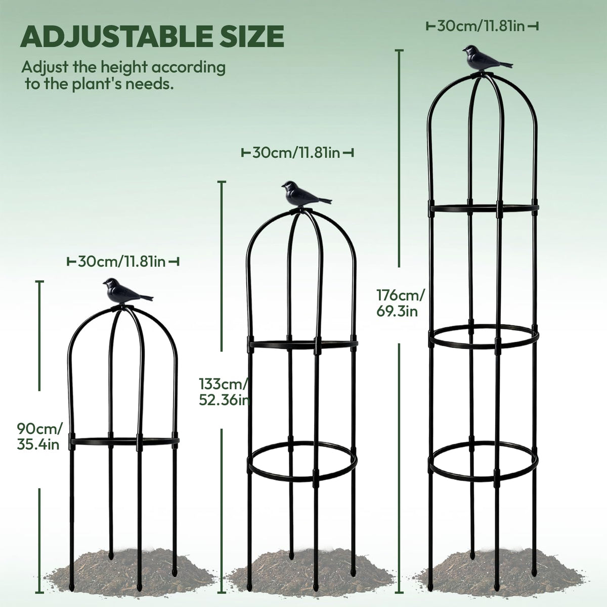 2 Pack Garden Obelisk Trellis for Climbing Plants, 6FT Plant Cages and Supports, Tomato Cage Tall Plant Stakes Indoor & Outdoor, Trellis for Potted Plants, Vegetables, Fruits, Flowers, Pots, Vines