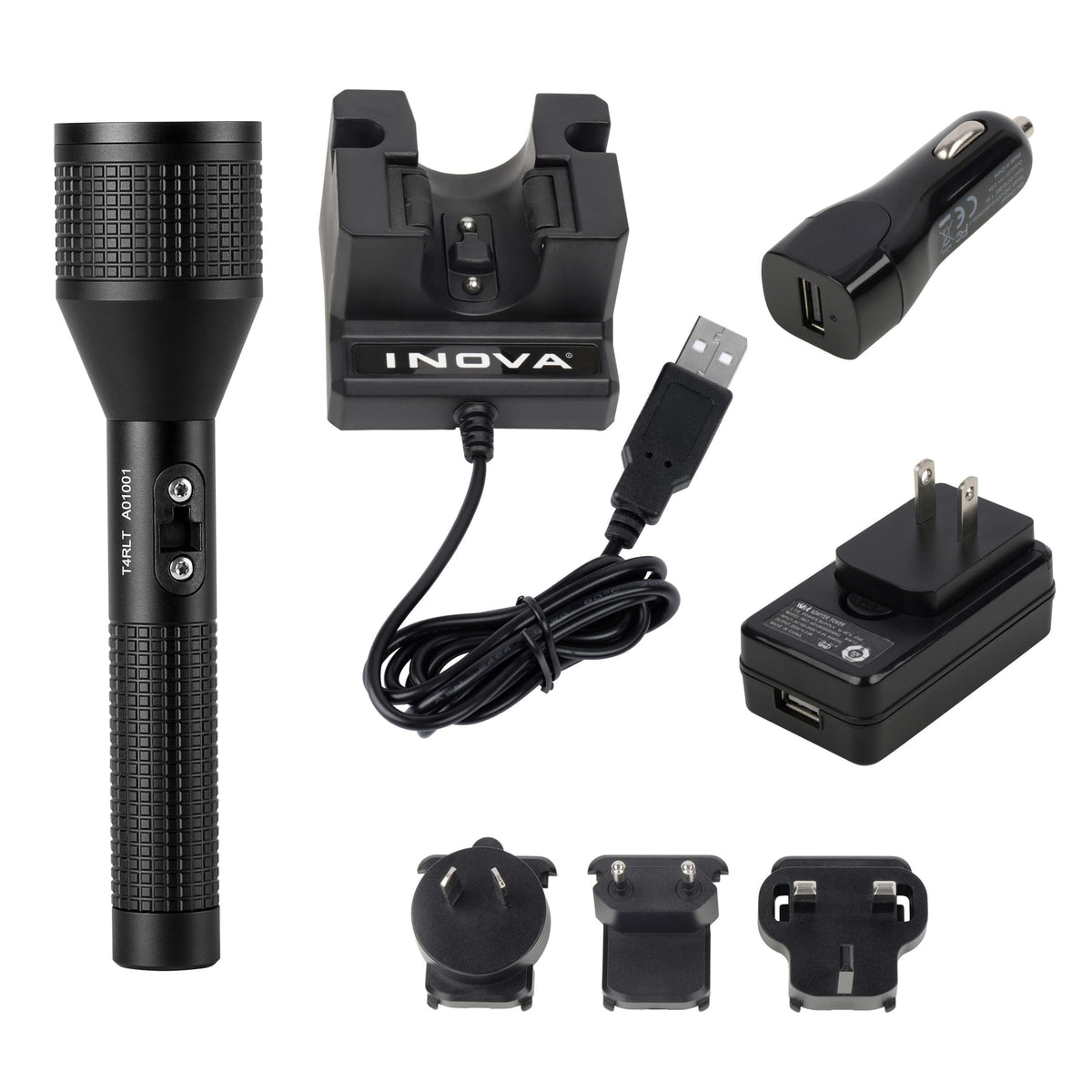 Nite Ize INOVA T4R Long Throw Rechargeable Tactical Flashlight - 1,000-Meter Range - Tactical Flashlight with Aluminum Body & Rechargeable Lithium Ion Battery - Shockproof & Weatherproof Flashlight