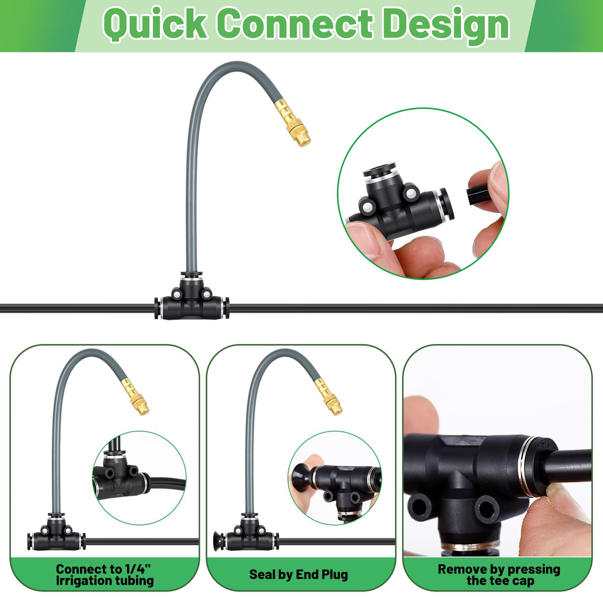 360° Adjustable 1/4" Drip Irrigation System,Bendable Watering Misting Irrigation System, Garden Watering Atomizing System with 15 Nozzles, Automatic Irrigation System for Garden