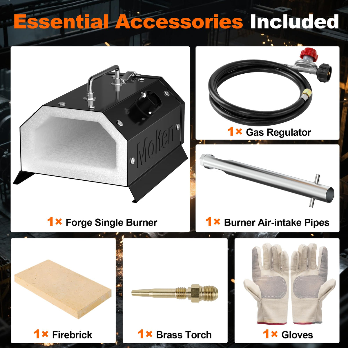 MMasters Mini 1 Burner Propane Forge 2600°F Gas Forge for Blacksmithing Tools, Knife Making Kit, and Bladesmithing – Portable Metal Set with Beginners Welding Package
