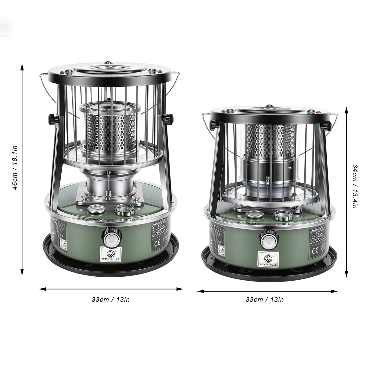 Portable Kerosene Heater, 2.6KW Radiant Space Heater Adjustable Height Non Electric Oil Heating with 5.2L Tank Funnel, for Indoor Garage Camping Tent Emergency