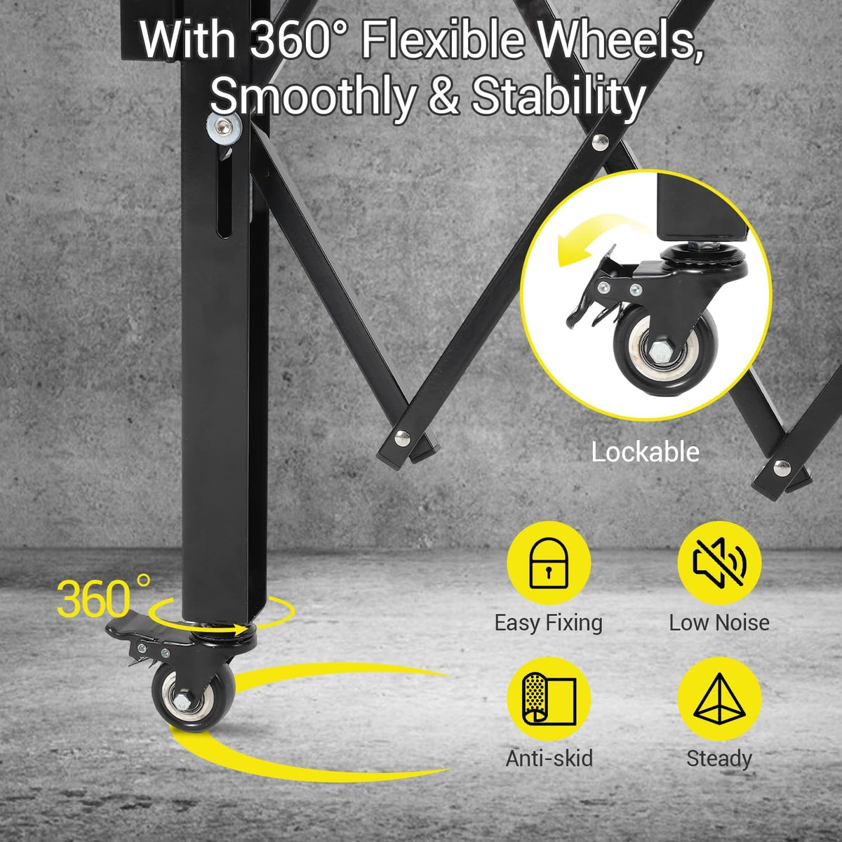 Single Expandable Gate, 64"H x 70"W Folding Security Door Gate, 360° Rolling Barricade Gate, Heavy-Duty Steel Outdoor Retractable Lockable Scissor Gates for Courtyards, Garages, Gardens, Pool