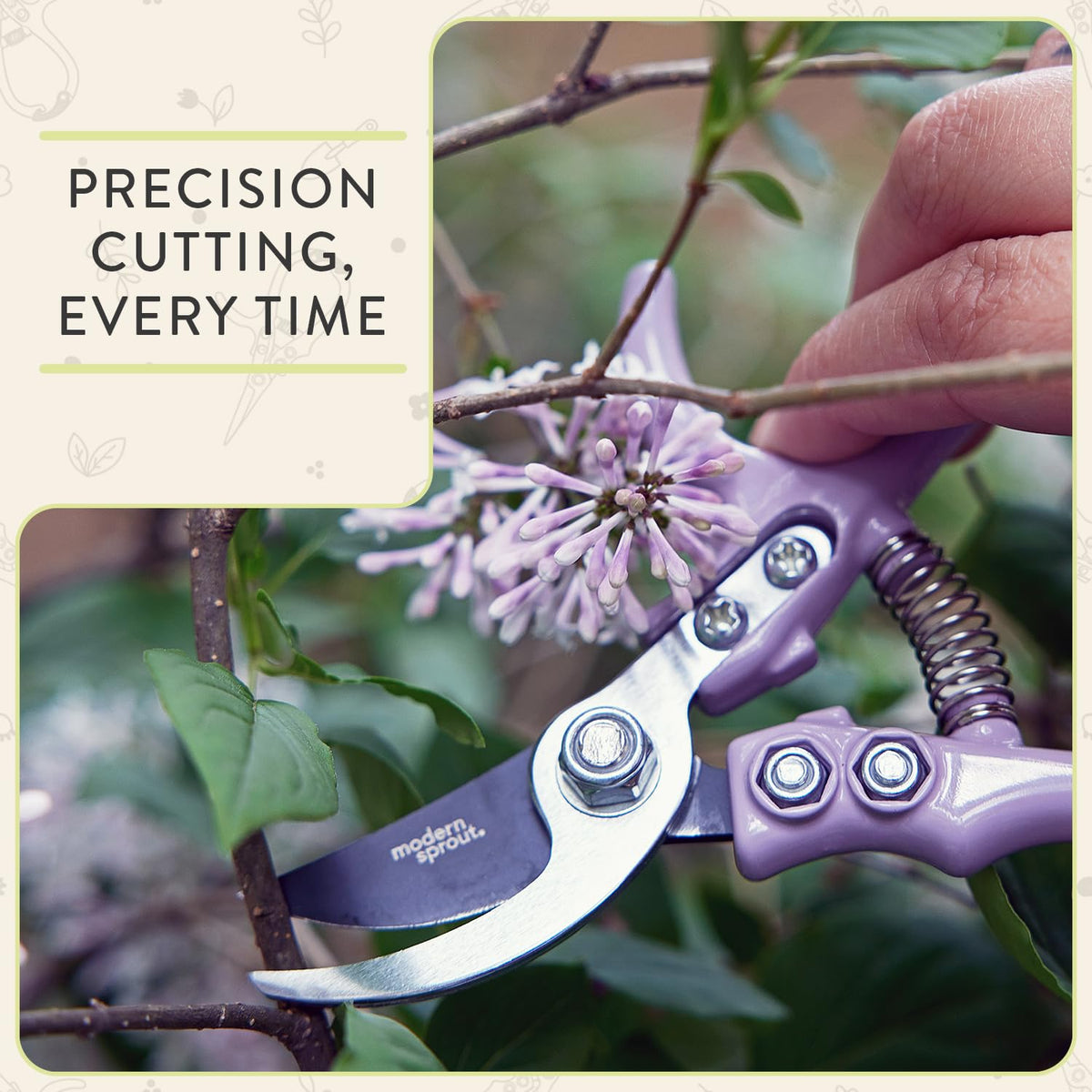 Modern Sprout Hand Pruners - Lightweight Pruning Shears W/Easy Lock- Gardening Scissors - Bypass Sharp Carbon Steel Blade - Rust Resistant - Garden Tools - Reusable Holster - Chartreuse