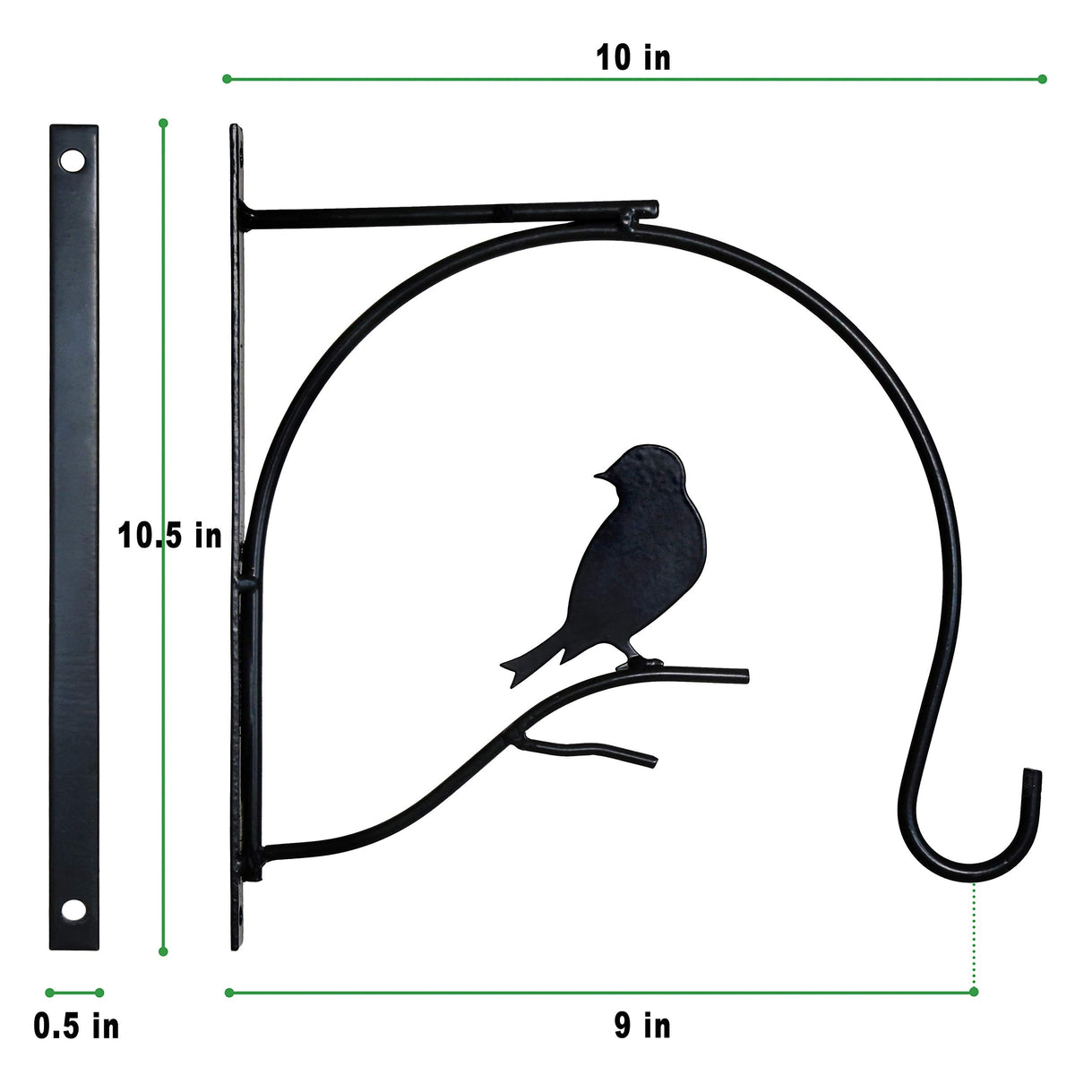 BRAVE SNAIL Hanging Plant Bracket 10 Inch 2 Pack Metal Iron Wall Hooks Decorative for Bird Feeders Plant Hanger Wind Chime Lanterns Indoor Outdoor, Black