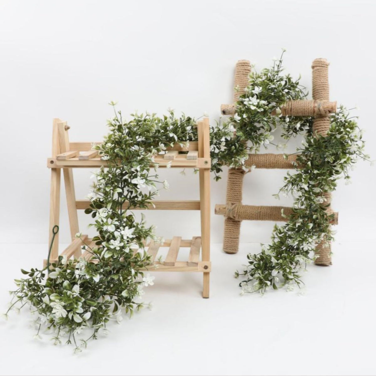 CRSUSUKJ 2-Tier Bamboo Plant Stand - Indoor Tabletop Succulent Plant Shelf, Rack, Flower Pot Holder