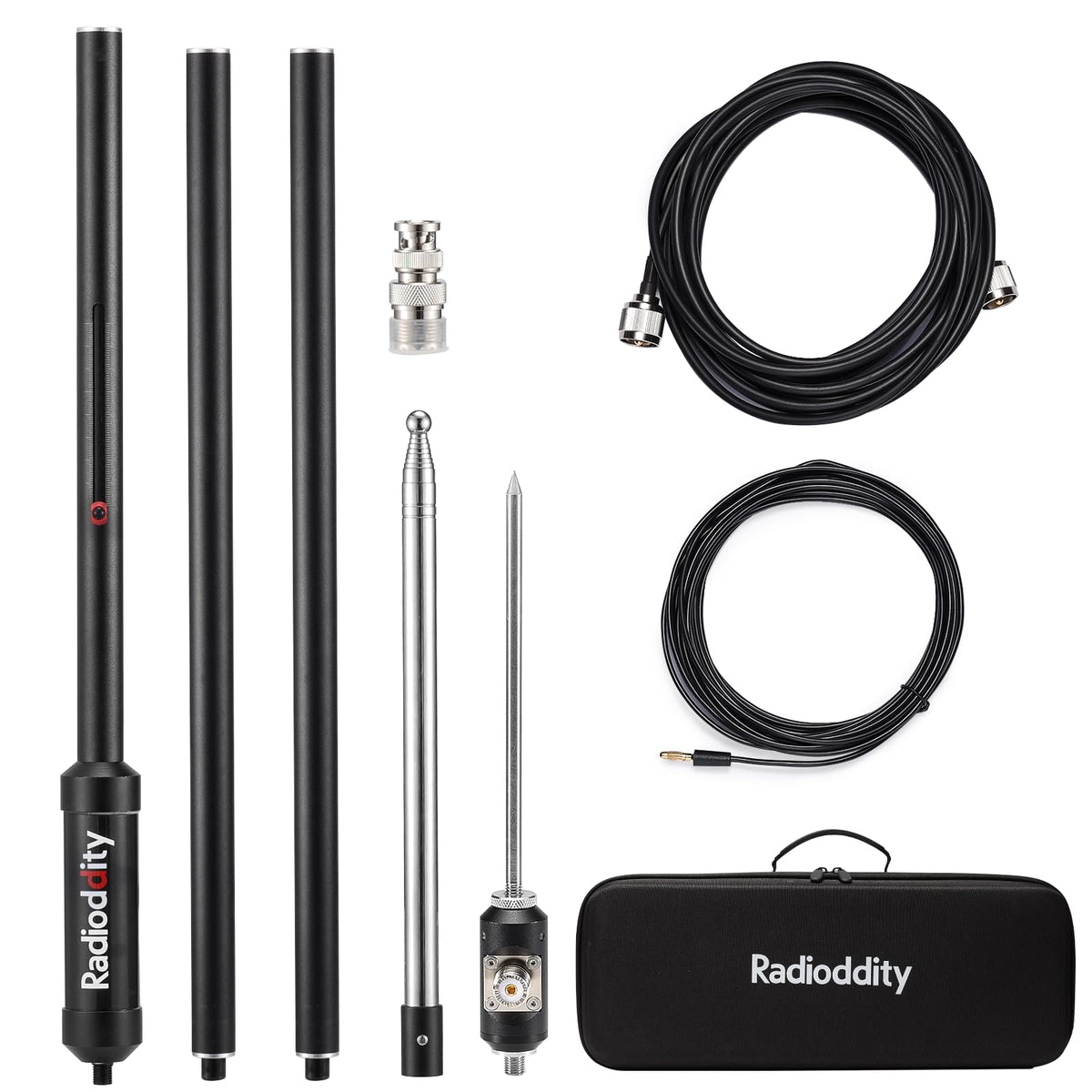 Radioddity HF-009 Portable HF Antenna, 5-50MHz Quick-Tuning Vertical Antenna, SWR 1.0-1.5, Compatible with Xiegu G90/X6100/X6200, Radioddity QT40/QT60/QT80, for HF Transceivers & Mobile Radios