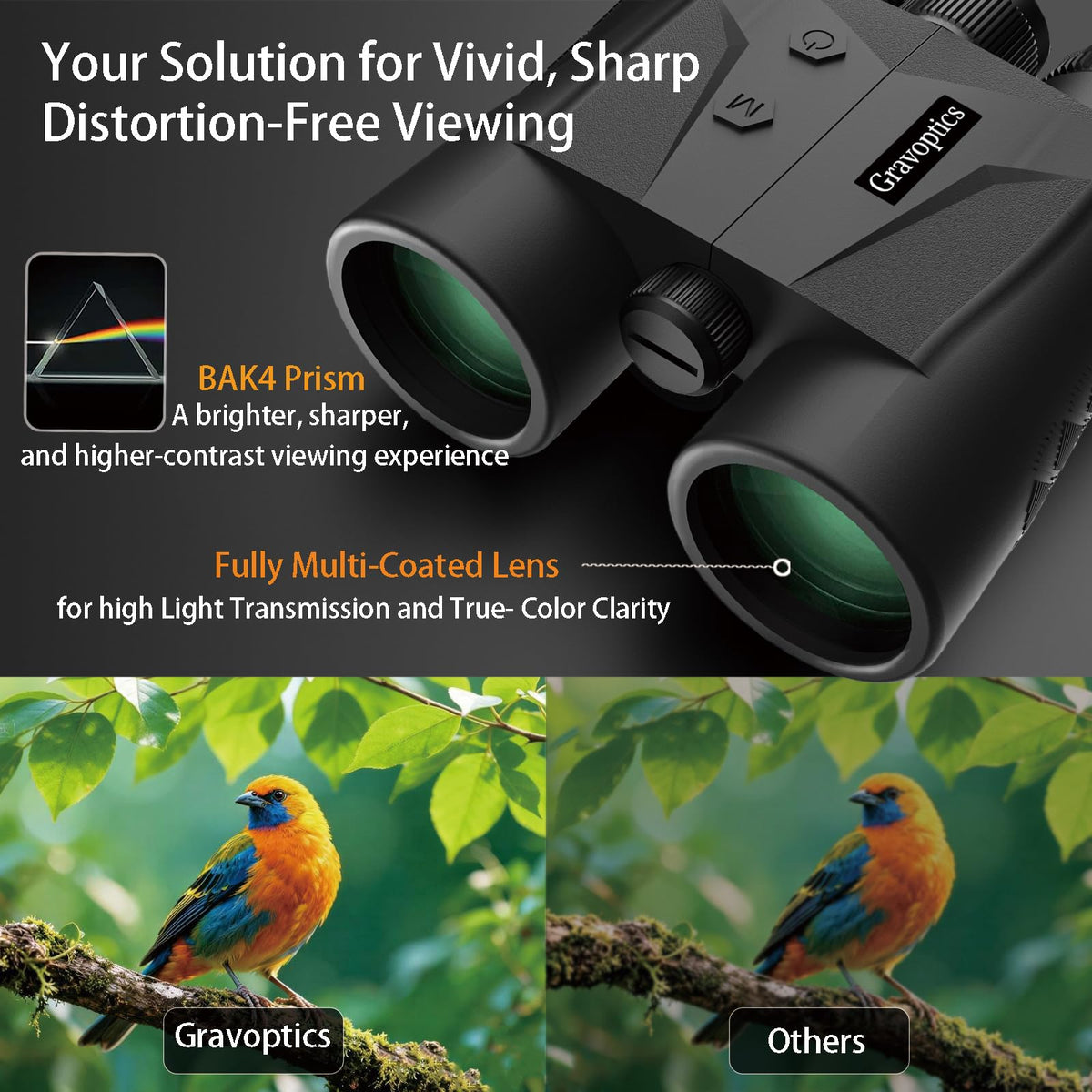 Gravoptics Rangefinder Binoculars for Hunting, 2624 Yard Long Range Laser Rangefinding 10x42 mm HD, Fast 0.15s IP65 Waterproof Accuracy ±0.5m Range finder Built in for Hunter, Golf, Outdoor Adventures