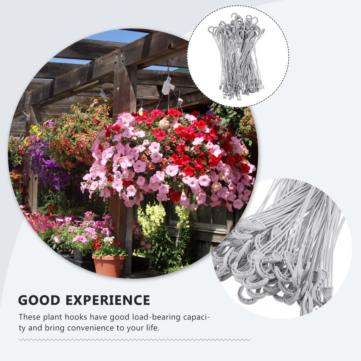 50Pcs Practical Plastic Plant Hanger Hook Hanging Basket Flower Pot Replacement Chain Hanger for Bird Feeder Planters Lanterns White Flower Pot Hanging Chain