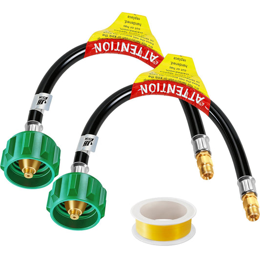 GasSaf 12 inch RV Propane Hose, Camper Propane Hose Connect to 2-Stage Auto Changeover Regulator, Propane Regulator Tank Hoses for BBQ, Outdoor Cooking, Camping (1/4" Inverted Male Flare)