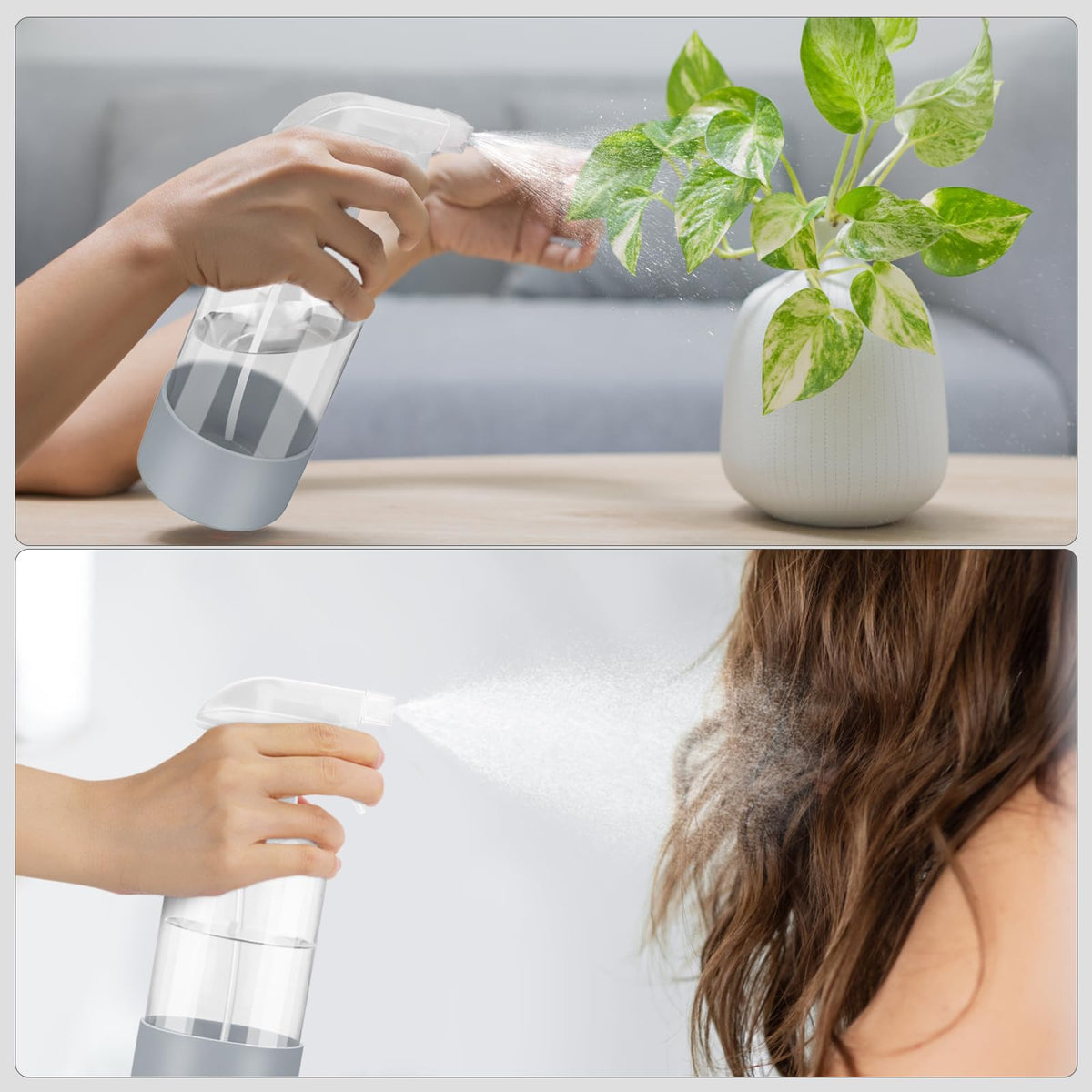 Worldgsb 2 Pack Glass Spray Bottles with Silicone Sleeve, 16 oz Empty Refillable Containers with Adjustable Spray Nozzles, Spray Bottles for Hair, Cleaning Solutions and Plants