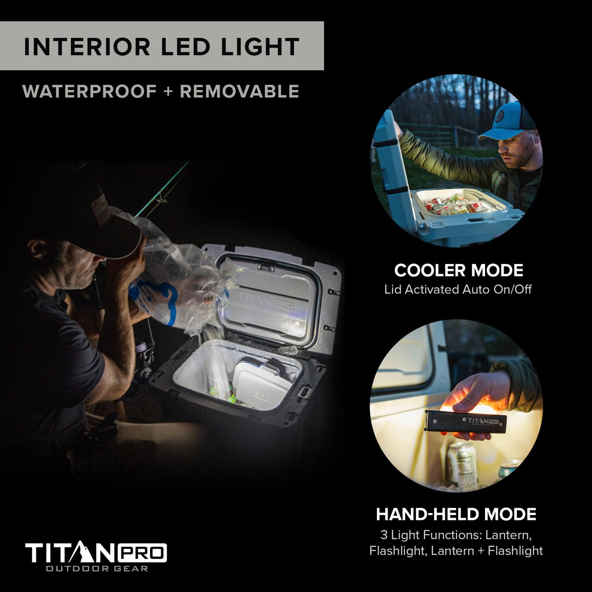 Titan PRO High Performance Ice Chest - 25 Quart Capacity - Hard Cooler with Interior LED Light, Ice Saver Performance Booster and Microban Protection - Granite Gray