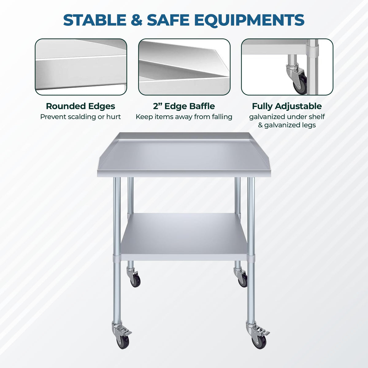 Stainless Steel Rolling Working Equipment Grill Table Stand 30 x 48 with Wheels