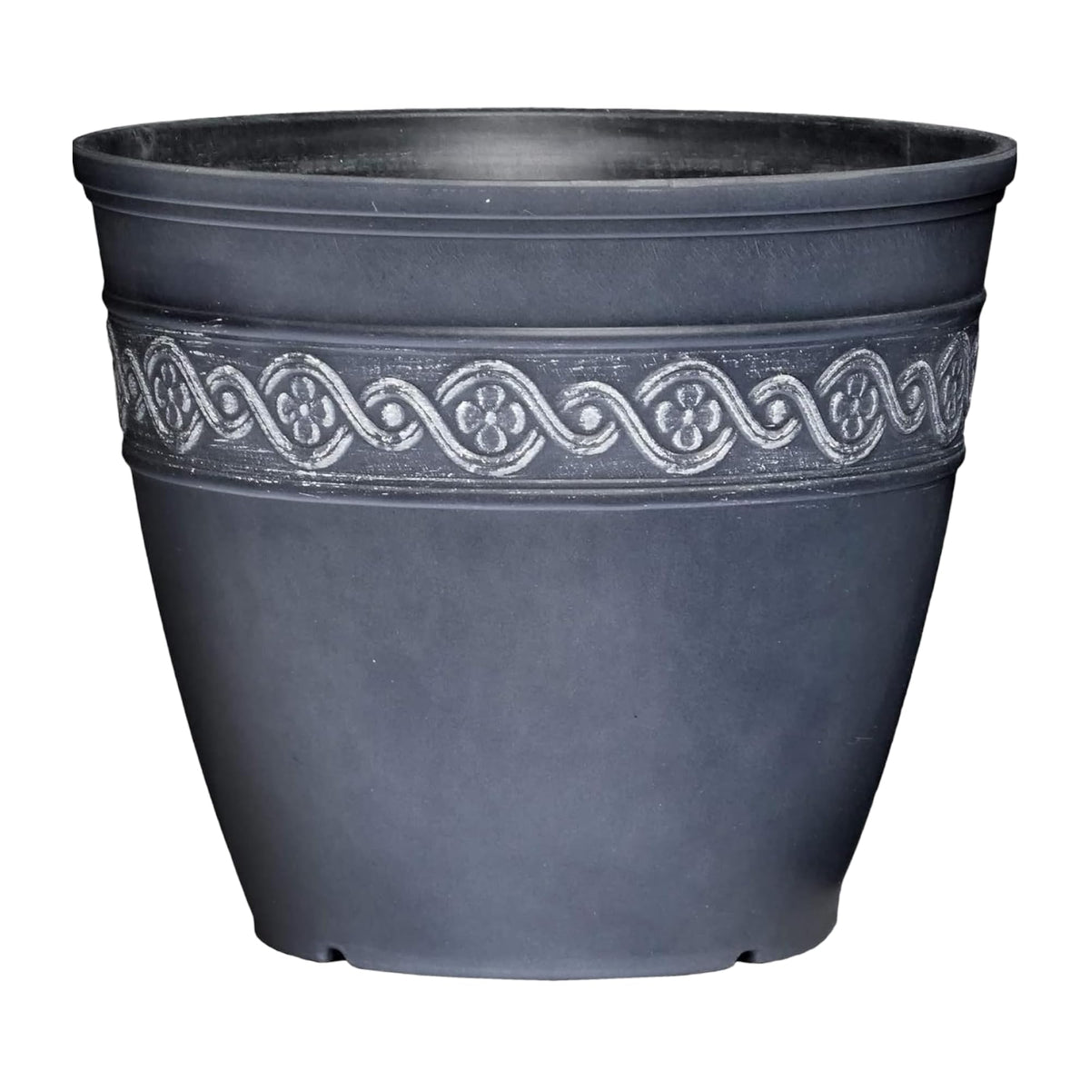 Classic Home and Garden Corinthian Resin Planter Pot - Outdoor & Indoor Plant Pot - Round Planter for Plants & Flowers (10" Storm Gray, Pack of 1)