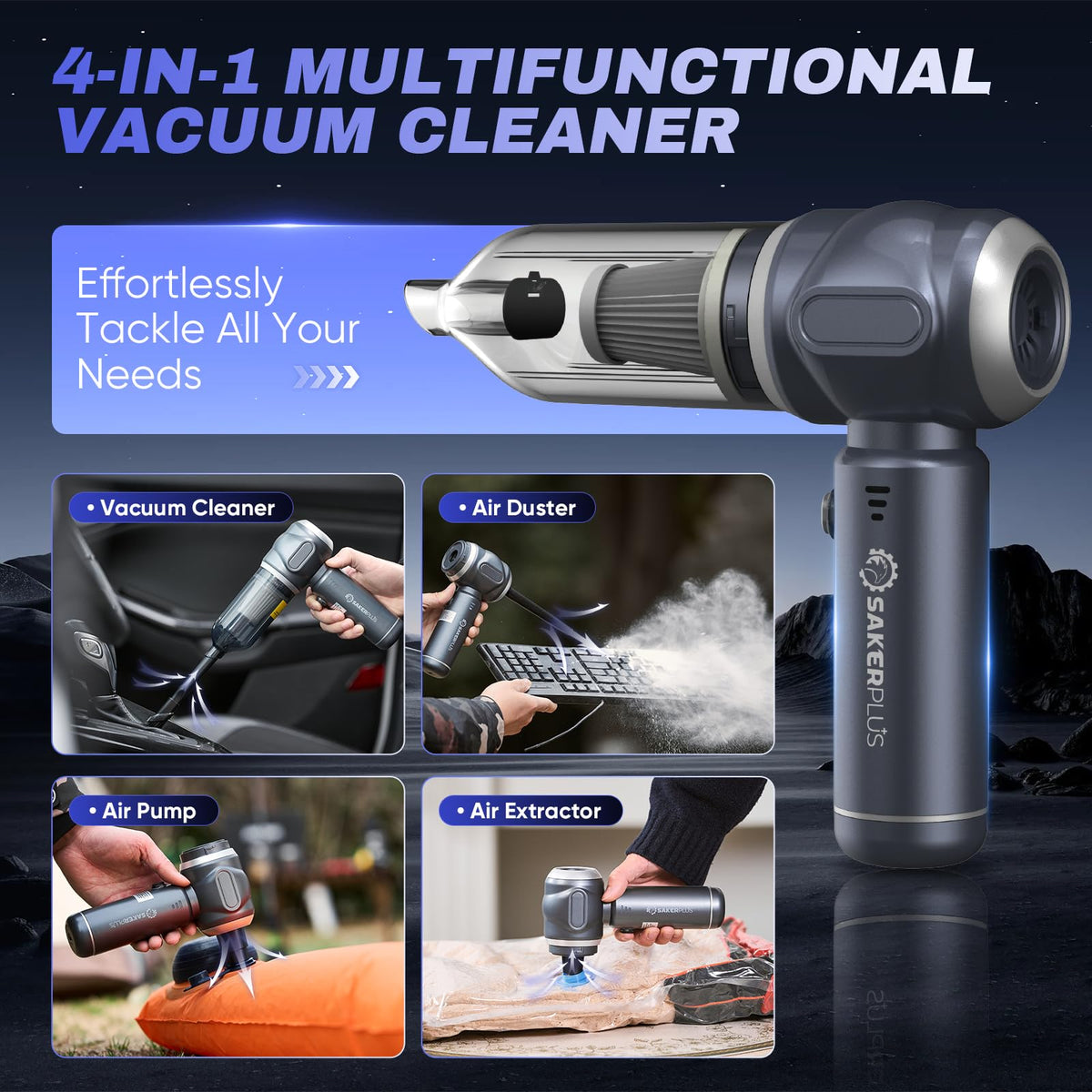 SakerPlus Telescopic Camping Lantern & Car Vacuum Portable