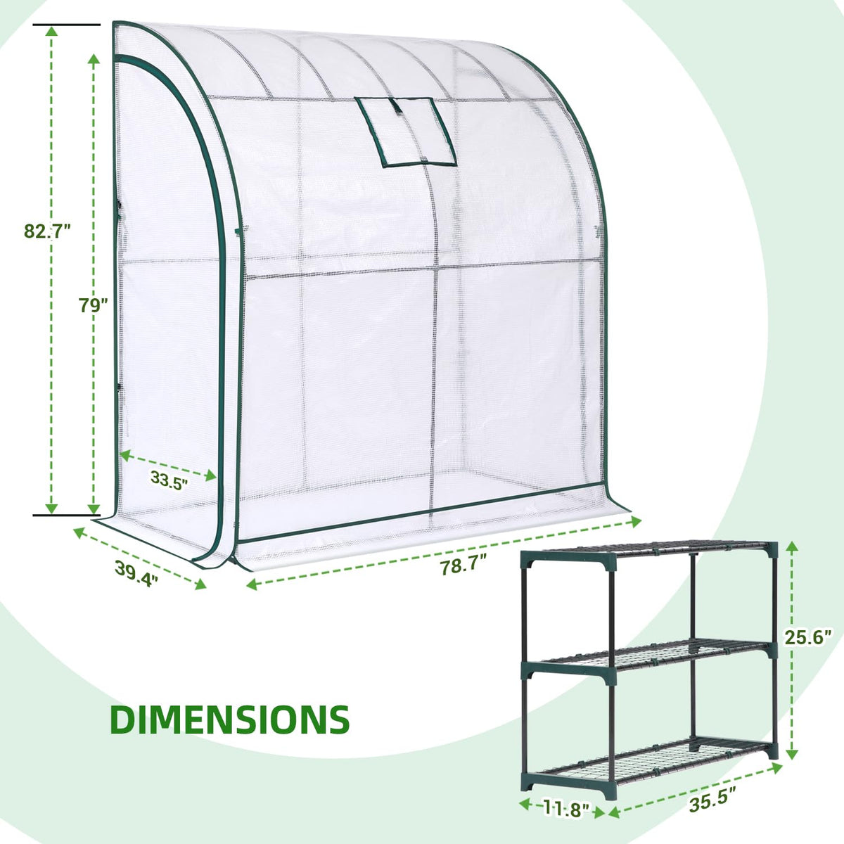 Ohuhu Portable Lean to Greenhouse with 3 Pack Plant Shelves, White