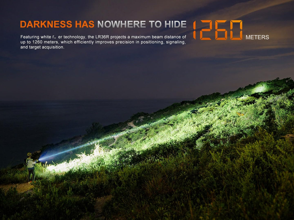 Fenix LR36R 10000 Lumen LEP Long Throw Beam Search and Rescue Flashlight with EdisonBright Charging Cable Carrier