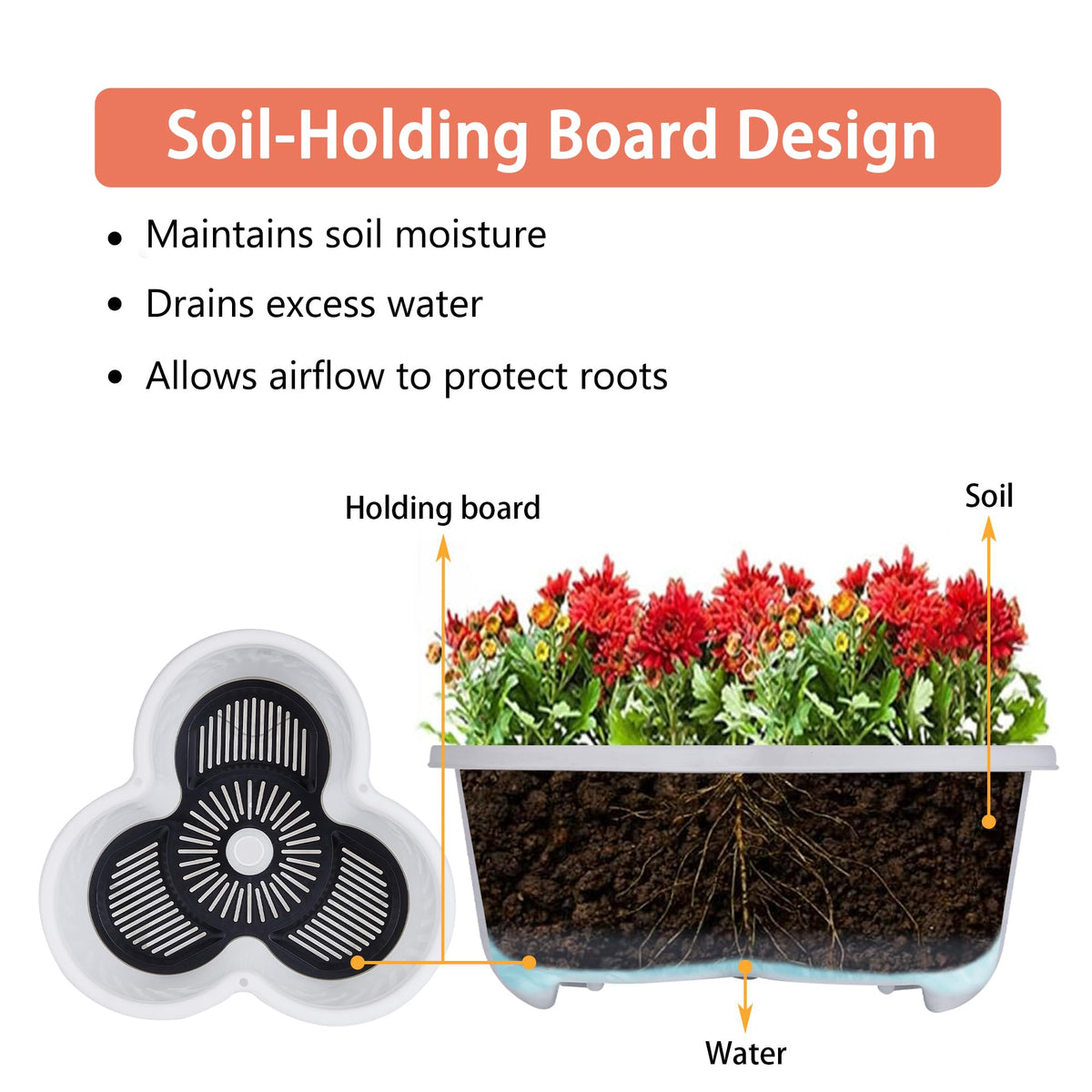 VECELO 5 Tier Vertical Garden Planter, Self Watering Stackable Planters with Wheels for Strawberries, Herbs, Flowers, Vegetables, White