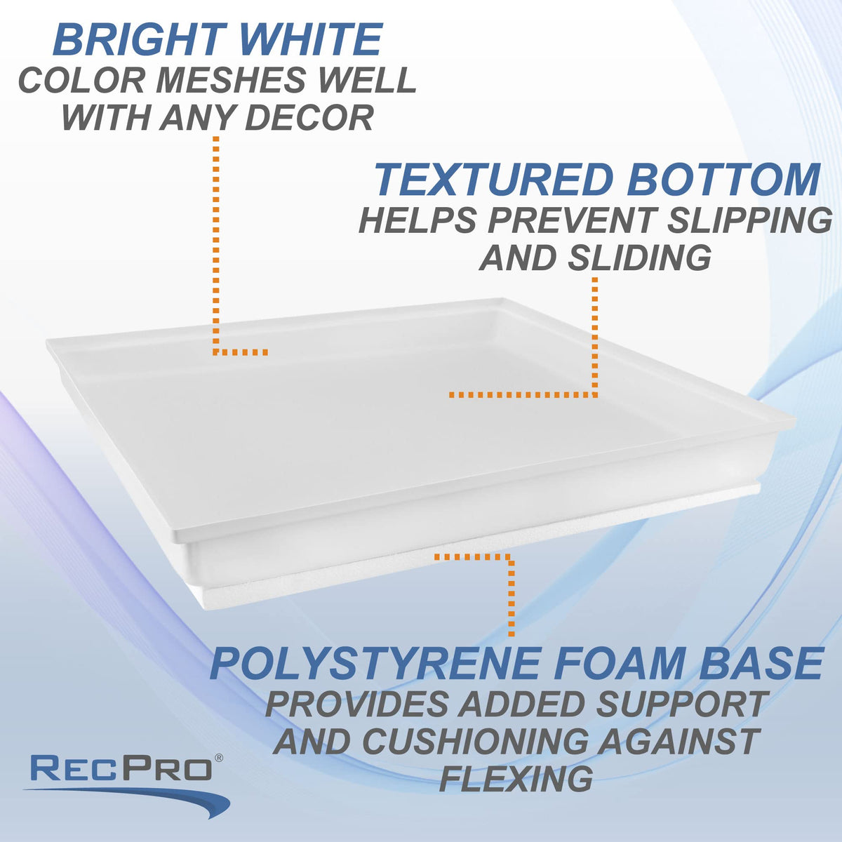 RecPro RV White Shower Pan | Camper Shower Pan (Corner Drain, 27" x 24")