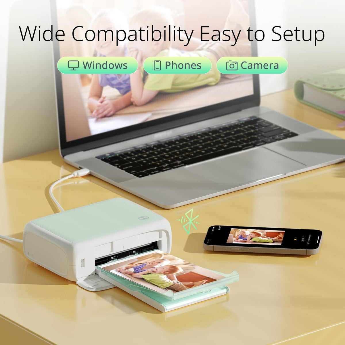 YOTON Photo Printer with 162 Sheets (4"x6") & 3 Ink Ribbon, Support AR Video Printing, WiFi Connection, Portable Photo Printer for iPhone/Android/Laptop