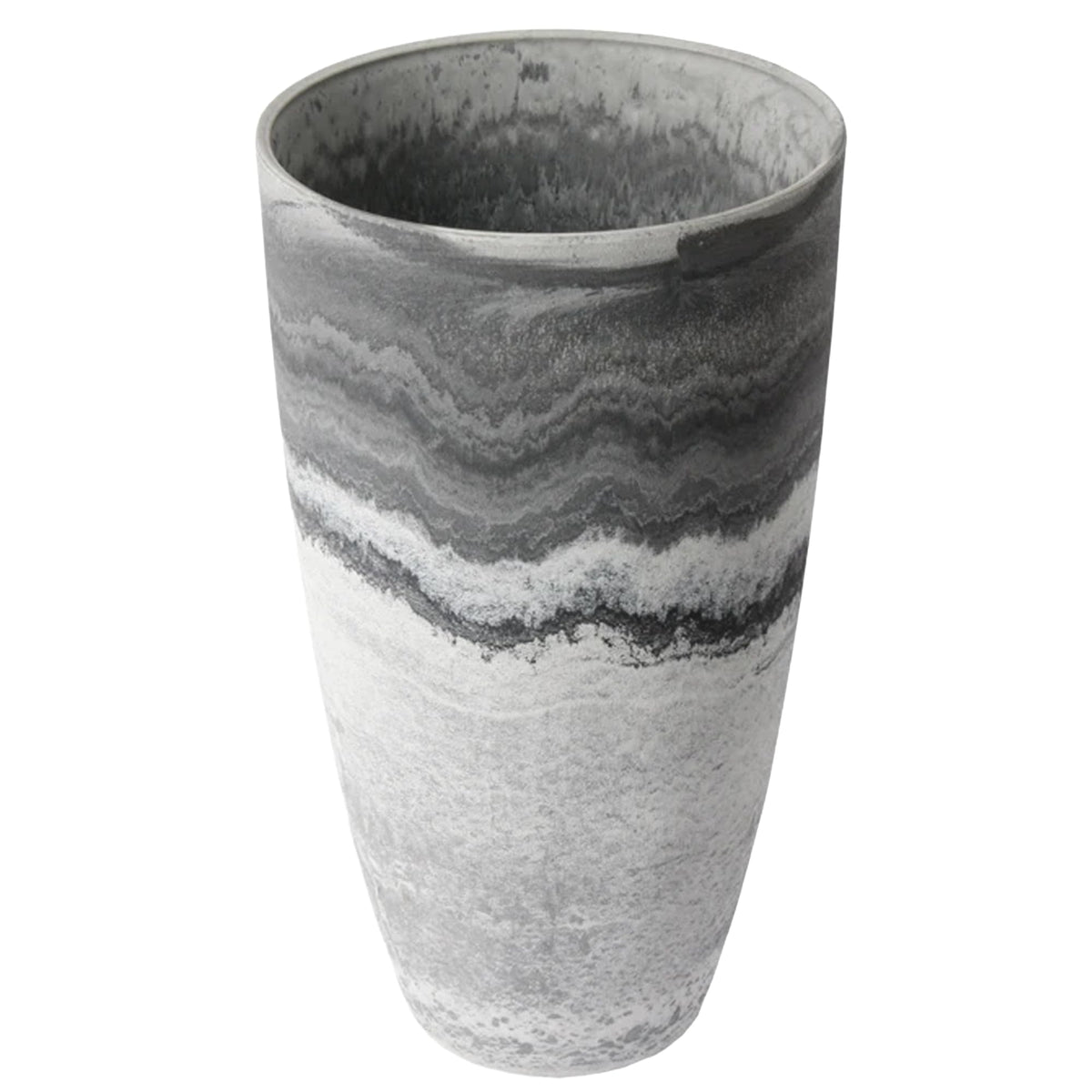 Algreen Products Acerra Composite Vase Planter with Drainage Hole, Decorative Texture, Removable Plug for Lawn and Garden, Marble