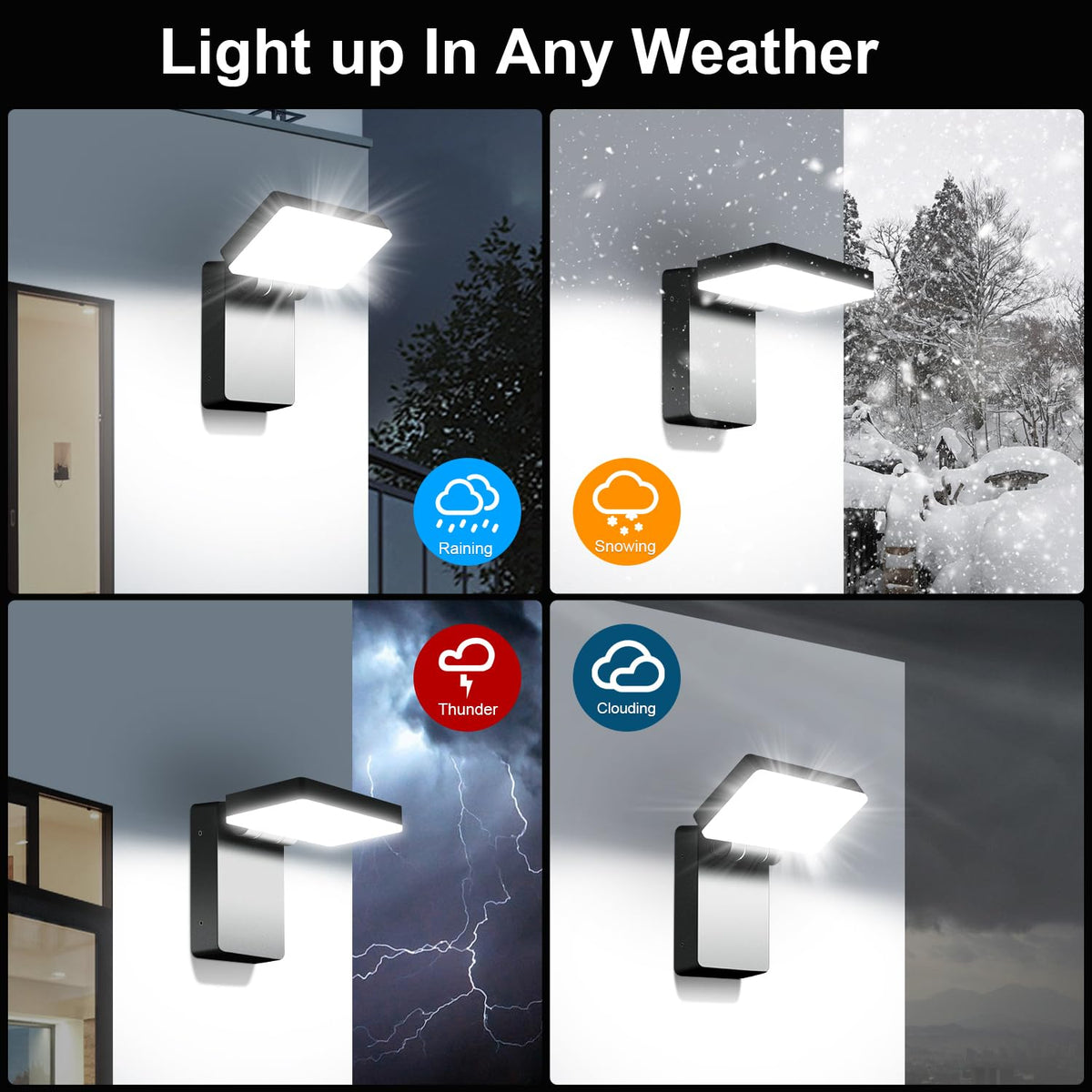 Juyace 60W LED Wall Light Outdoor Exterior Flood Light Wall Mount Yard Security Light Waterproof 360 ° Rotat Folding 6000K for Barn Area 4 Pack