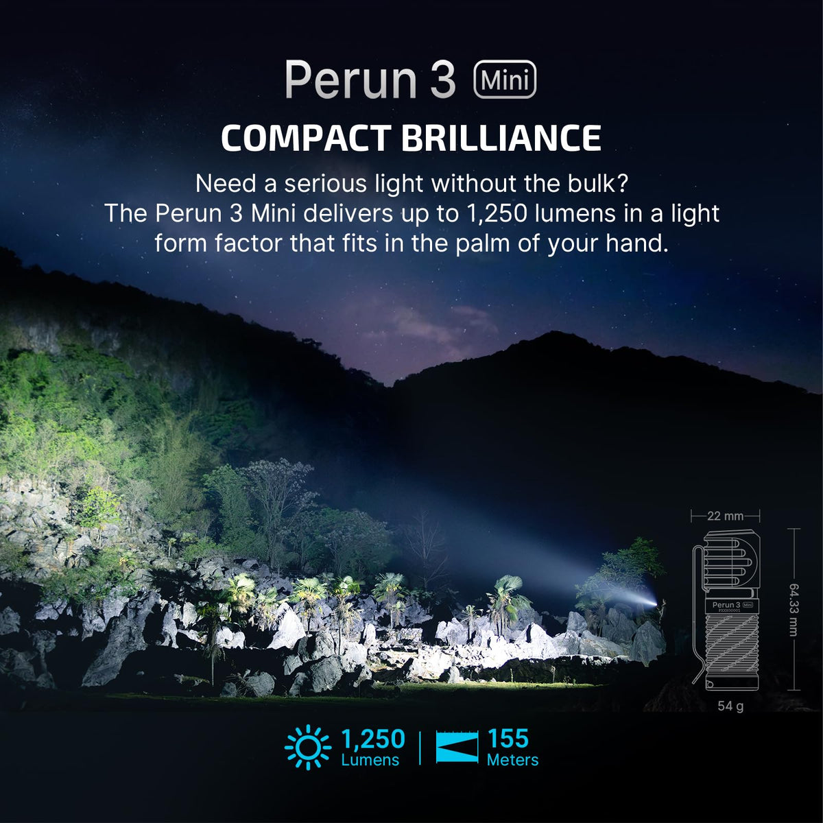 OLIGHT Perun 3 Mini Premium Headlamp 1250 Lumens Flashlight with Type-C Charging Box Bundle with Perun 3 Rechargeable Headlamp Flashlight