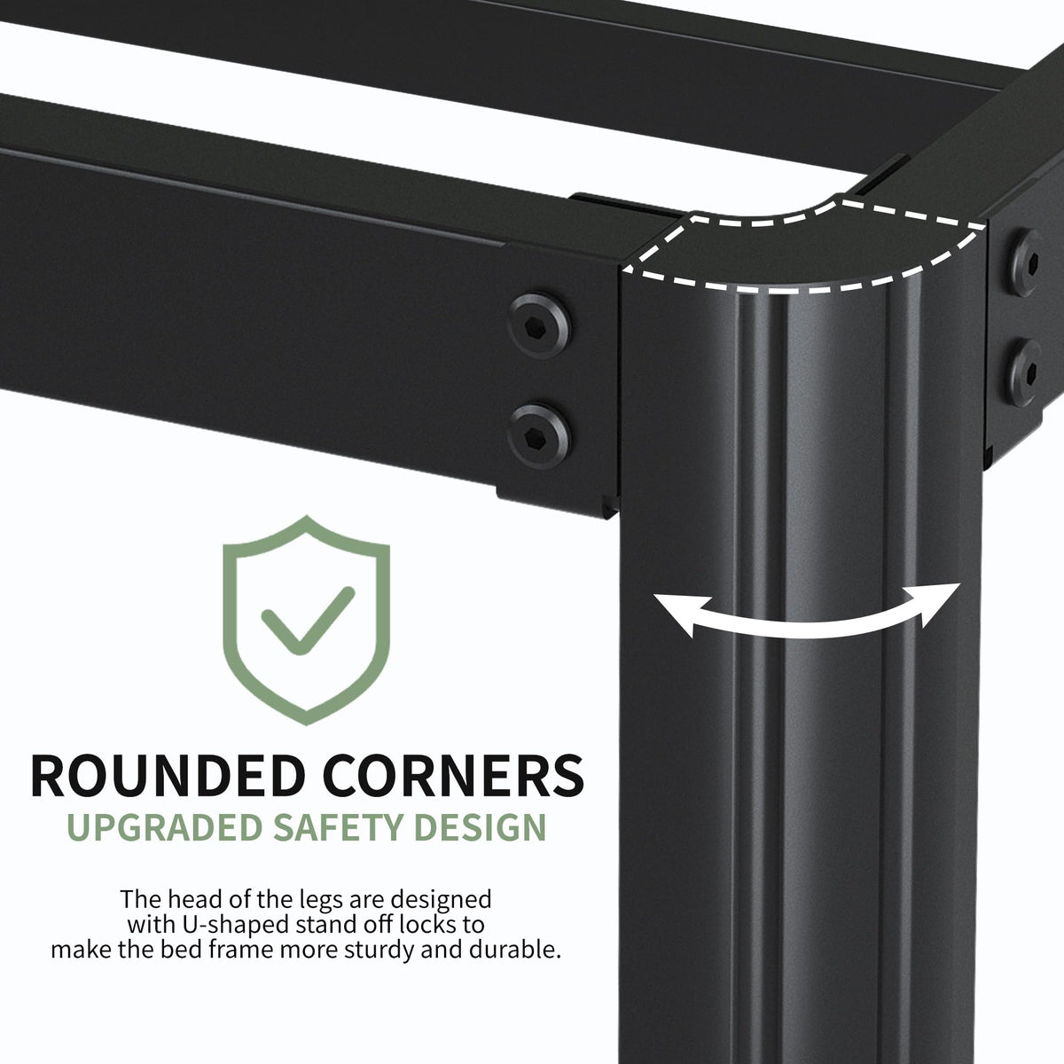 Lutown-Teen 7 Inch Low Profile King Bed Frame with Rounded Corner Legs, 2000 LBS Heavy Duty Metal King Size Platform Bed Frame No Box Spring Needed, Easy Assembly, Black