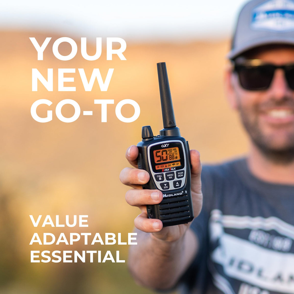 Midland GXT3000 GMRS Two-Way Radio (50-Channel, Repeater Capable, Long Range, 142 Privacy Codes, SOS, NOAA, Rechargeable Lithium Ion Battery, Black/Silver, 2-Pack)