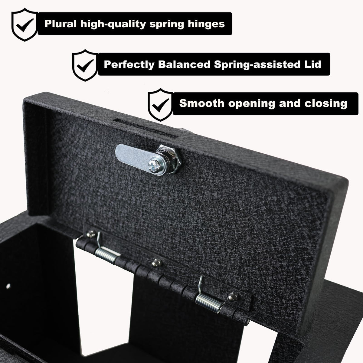 KEREN Center Console Gun Safe - Console Gun Vault Compatible with Ford Explorer 2020-2026, High Security Armrest Lock Box with Fingerprint Lock with Key