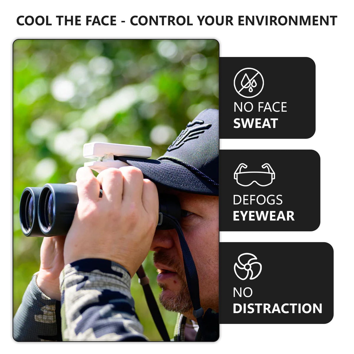 Tigeraire Breezy Clip-On Hat Fan for Sportsmen & Tradesmen - Lightweight Head Cooler, USB-C Recharge, 11 MPH Airflow, 10+ Hr Runtime, Defogs Eyewear & Face Shields - Portable Heat Relief - White