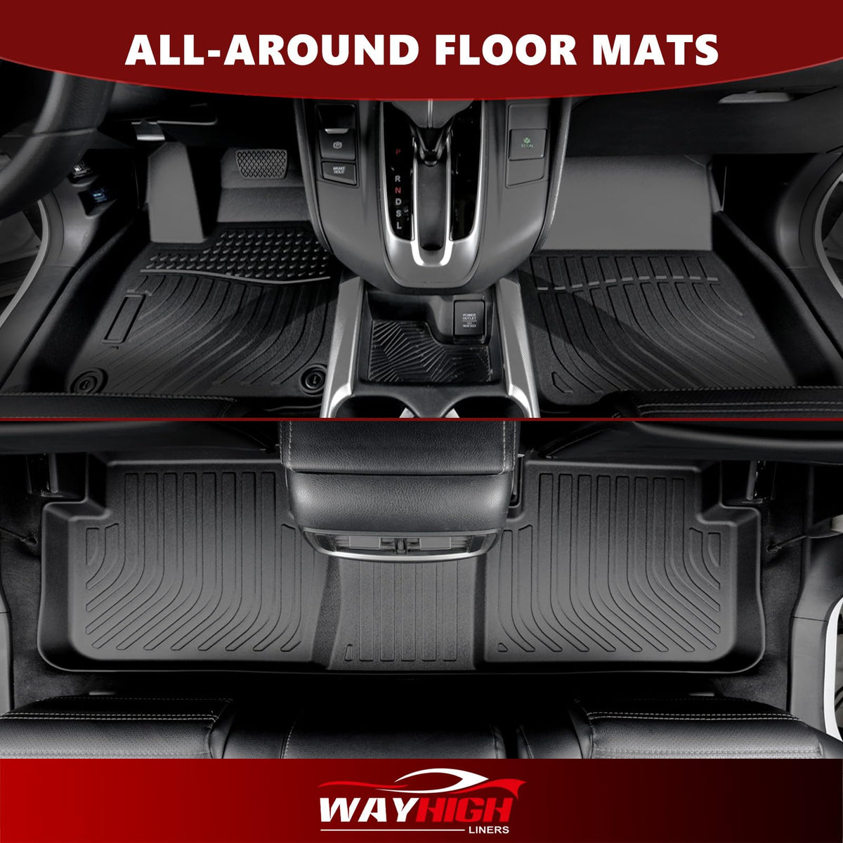 Wayhigh® Floor Mats & Cargo Liner for Toyota RAV4 Hybrid 2019-2024 2025(Only Hybrid) All Weather TPE Car Mats Waterproof Heavy Duty Floor Liners Custom Fit for RAV4 Accessories- Black