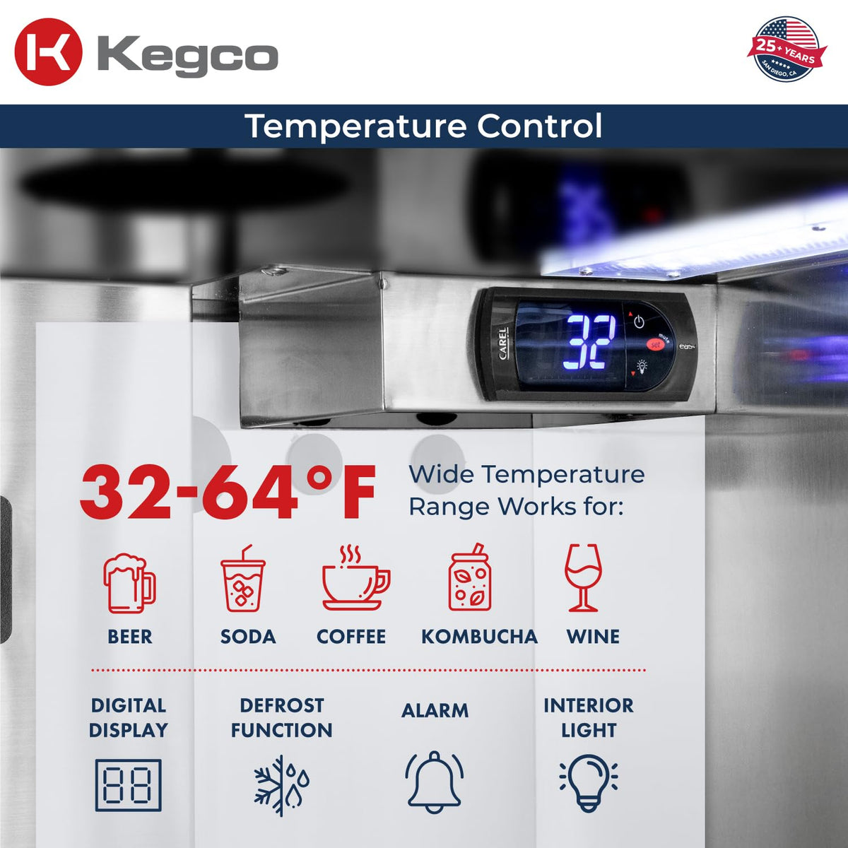 Kegco 24" Wide Dual Tap Stainless Steel Built-In Left Hinge Kegerator with Dispense Kit