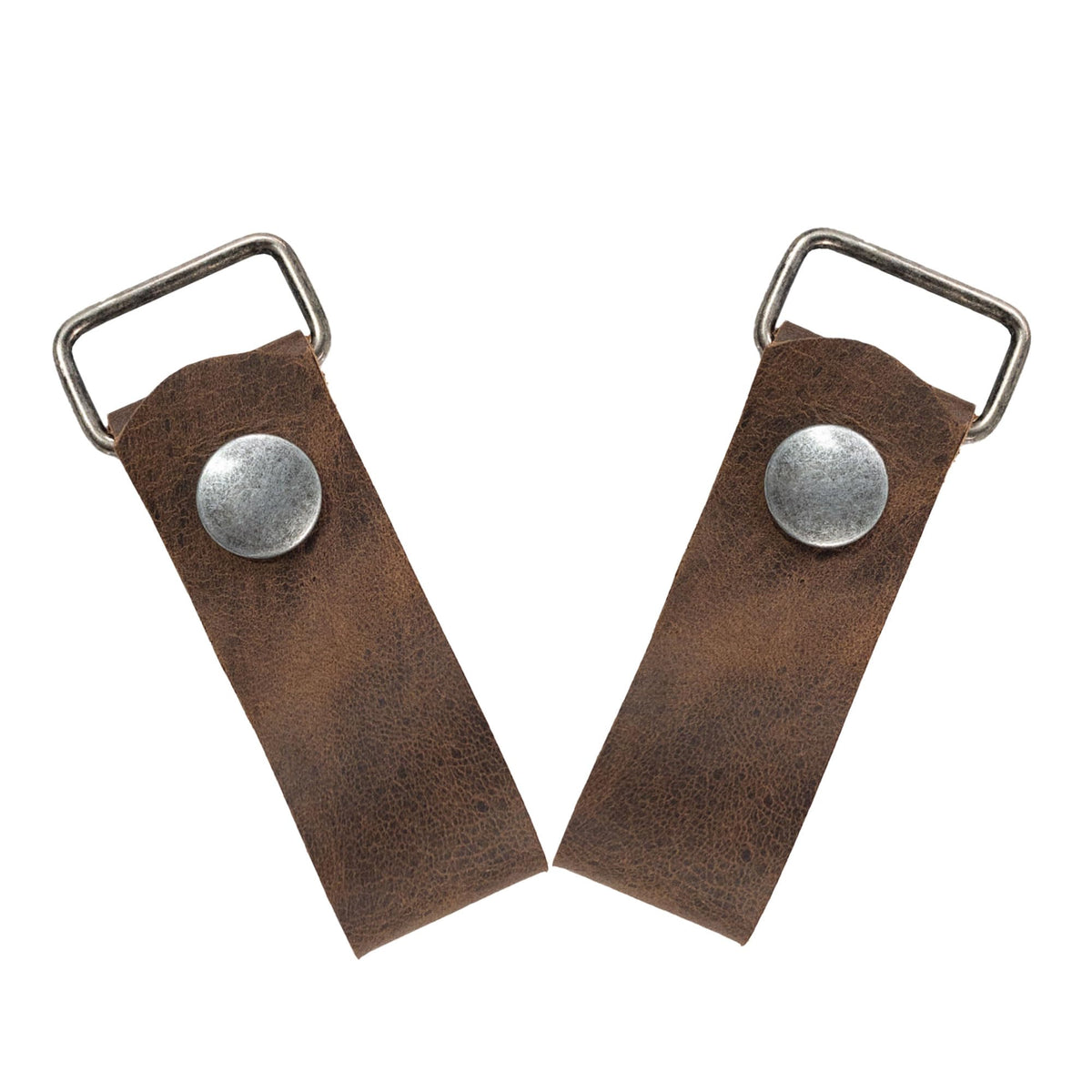 Hide & Groom, Set of 2 Suspender Loops Attachment for Men with Snap Closure, Heavy Duty, Wedding Accessories, Full Grain Leather, Handmade, Bourbon Brown