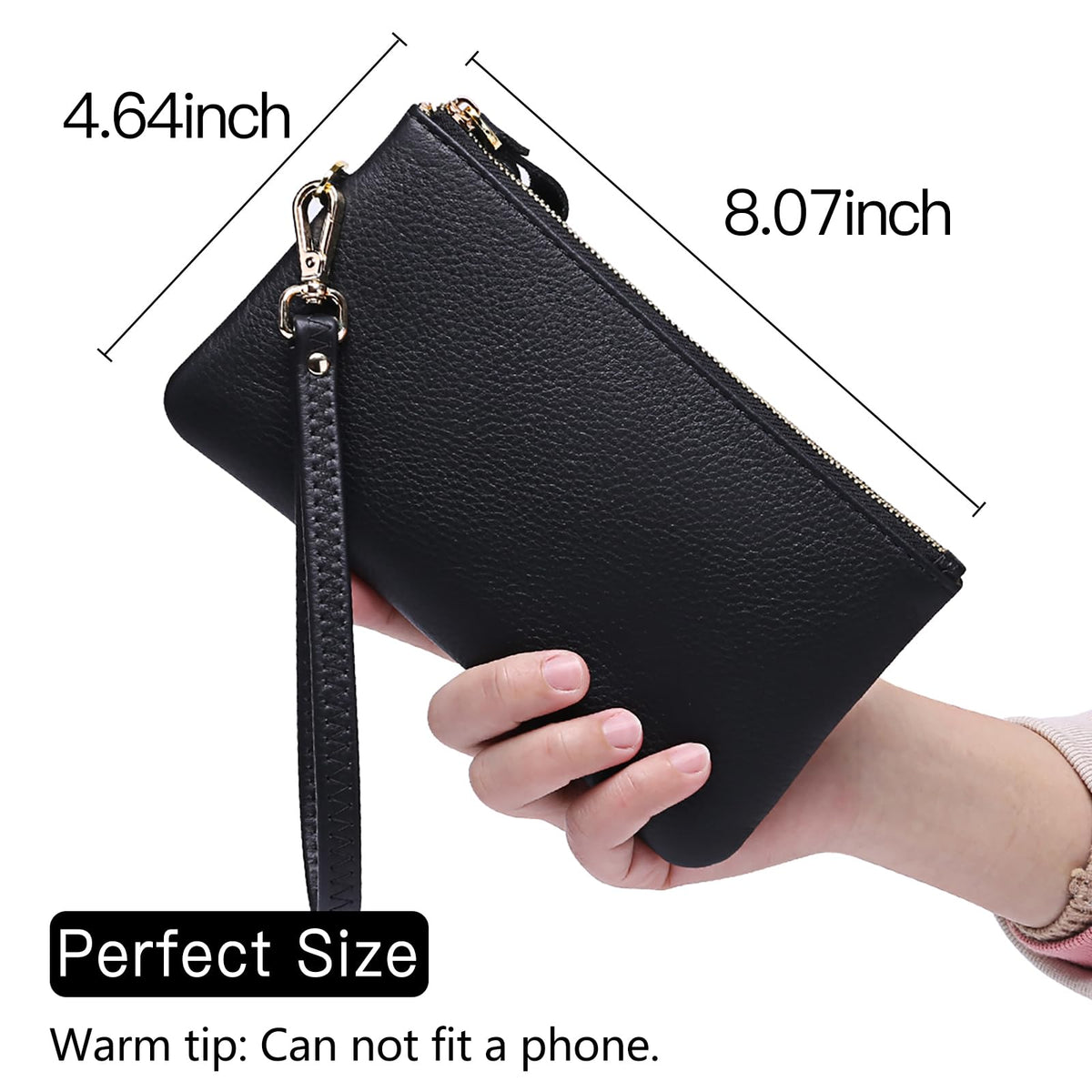 GOIACII Women's Wristlet Clutch Slim Leather Wallet RFID Blocking Handbag