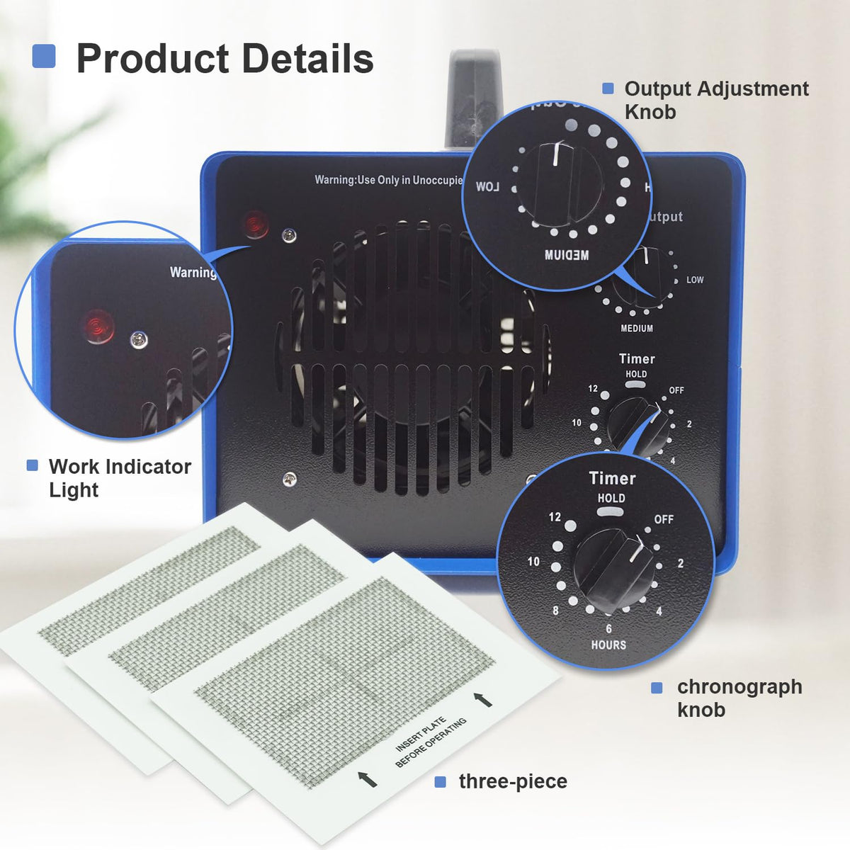 0zone Generator, 3500 Sq/Ft 0zone Machine Ionizer for Industrial, Commercial, Home, Car, Basement