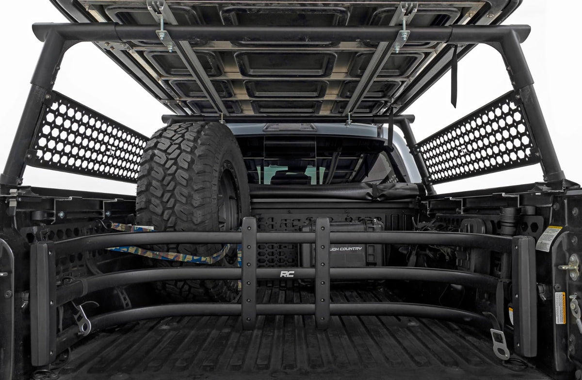 Rough Country Bed Rack Molle Panel Kit for Toyota Tacoma (2005-2023) - Storage Rack for Tools, Accessories & Recovery Gear