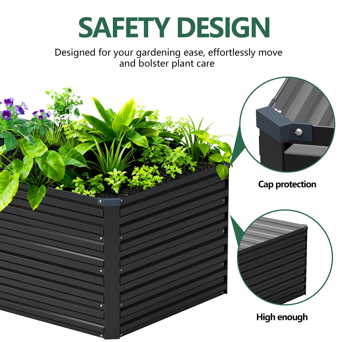 Vengarus 12x2x2FT Galvanized Raised Garden Bed Kit, Deep Root Planter Box Outdoor Large Planter Raised Beds for Planting Flowers,Vegetables and Herbs-Black