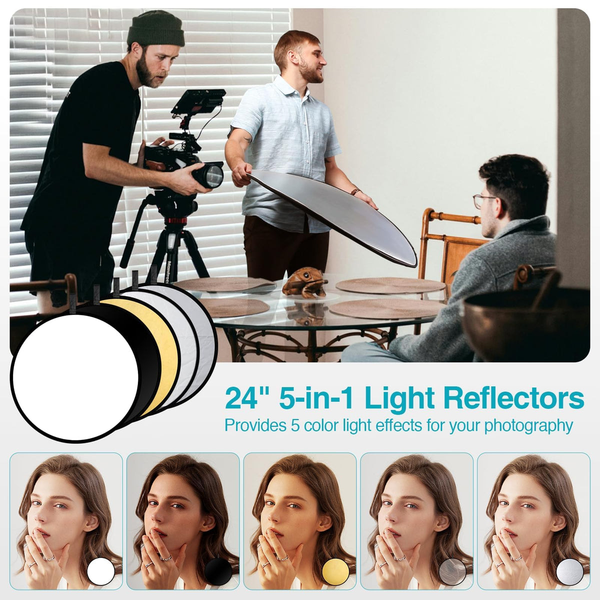 EMART 8.5 x 10 ft Backdrop Support System, Professional Photography Lighting Kit with 5500K 50W LED, 6 * 9ft Backdrop *3, Reflector,Umbrellas&Softbox Lighting Kit for Studio, Portrait, Video Shooting